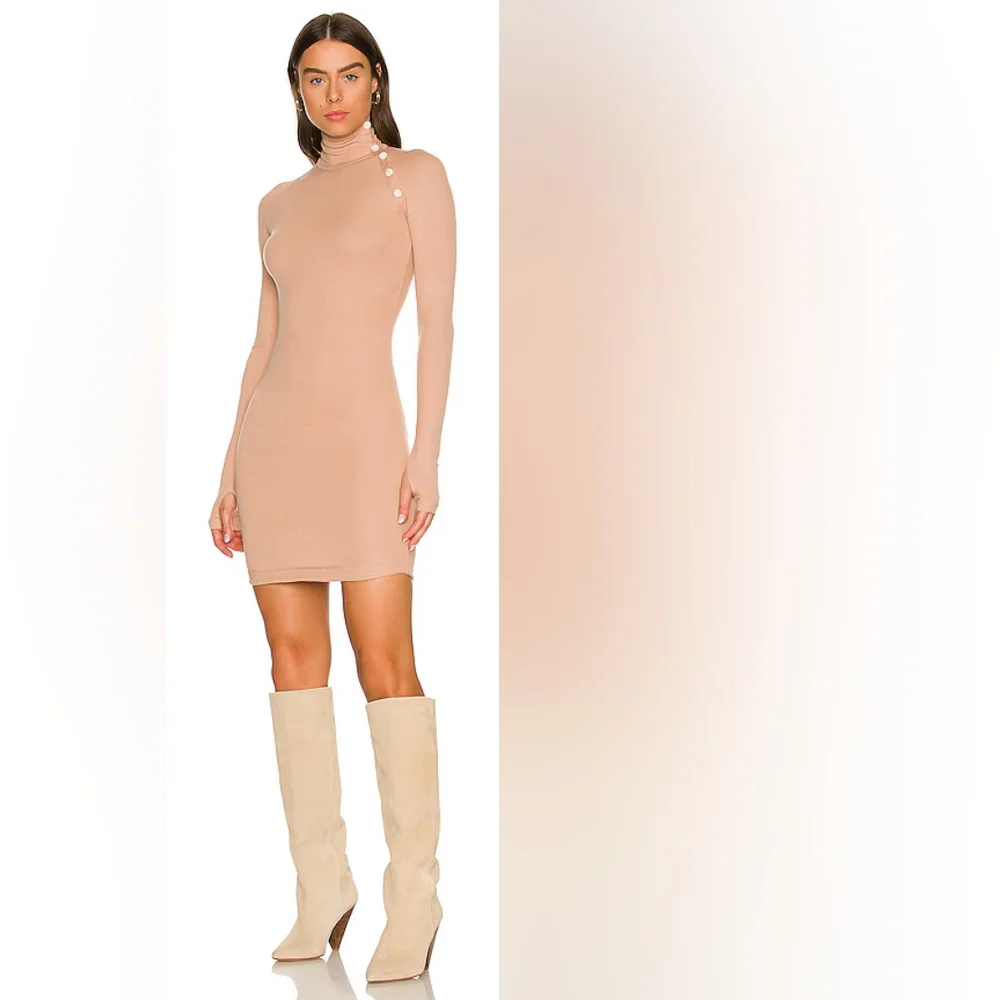 Revolve Alix NYC Lisbon Button Neck Mini Dress in Fawn Size Medium - Picture 2 of 13
